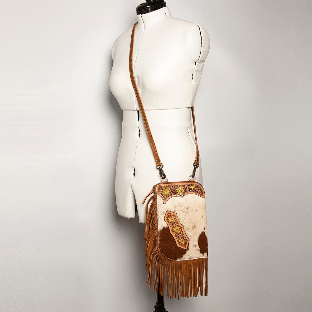 American Darling Chaps Bag Hand Tooled Hair-On Genuine Leather
