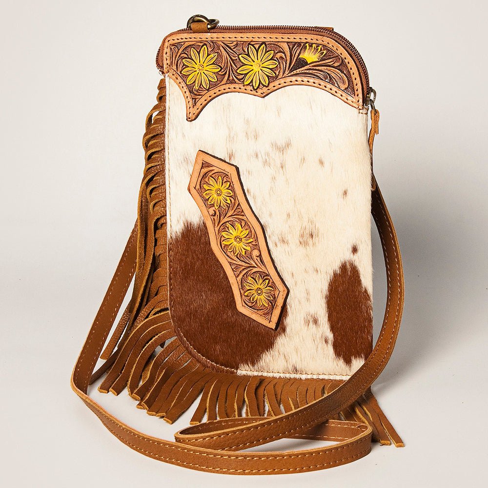 American Darling Chaps Bag Hand Tooled Hair-On Genuine Leather