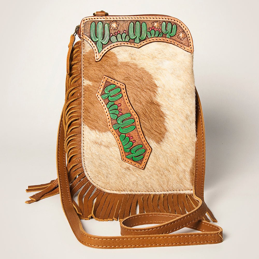 American Darling Chaps Bag Hand Tooled Hair-On Genuine Leather