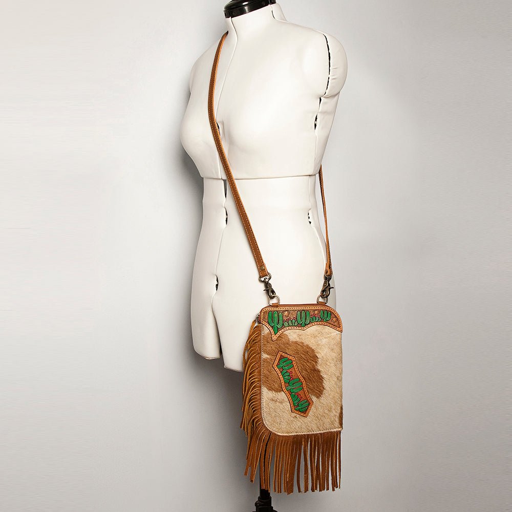 American Darling Chaps Bag Hand Tooled Hair-On Genuine Leather