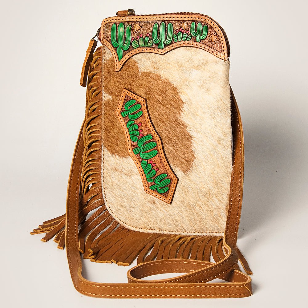 American Darling Chaps Bag Hand Tooled Hair-On Genuine Leather