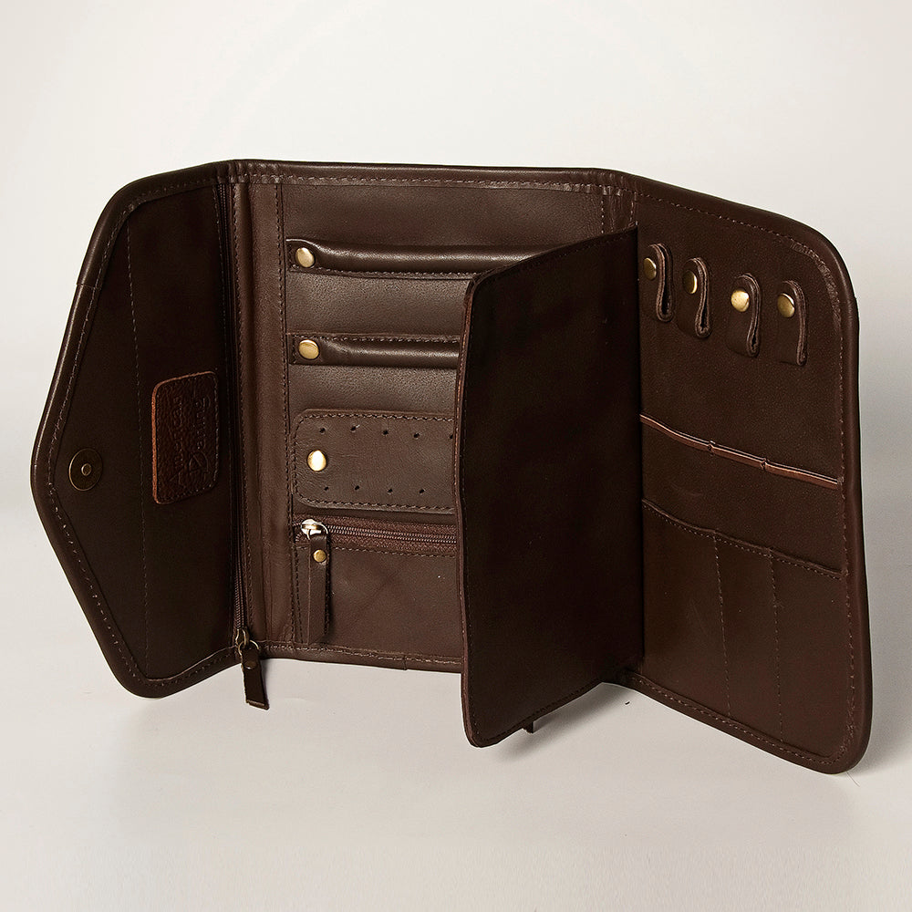 American Darling Women's Hair-On Cowhide Jewelry Case Eco-Friendly Vegetable-Tanned Genuine Leather Well-compartmentalized