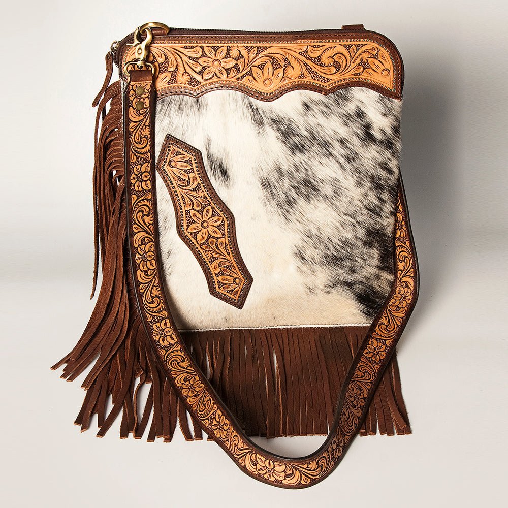 American Darling Chaps Bag Hand Tooled Hair-On Genuine Leather