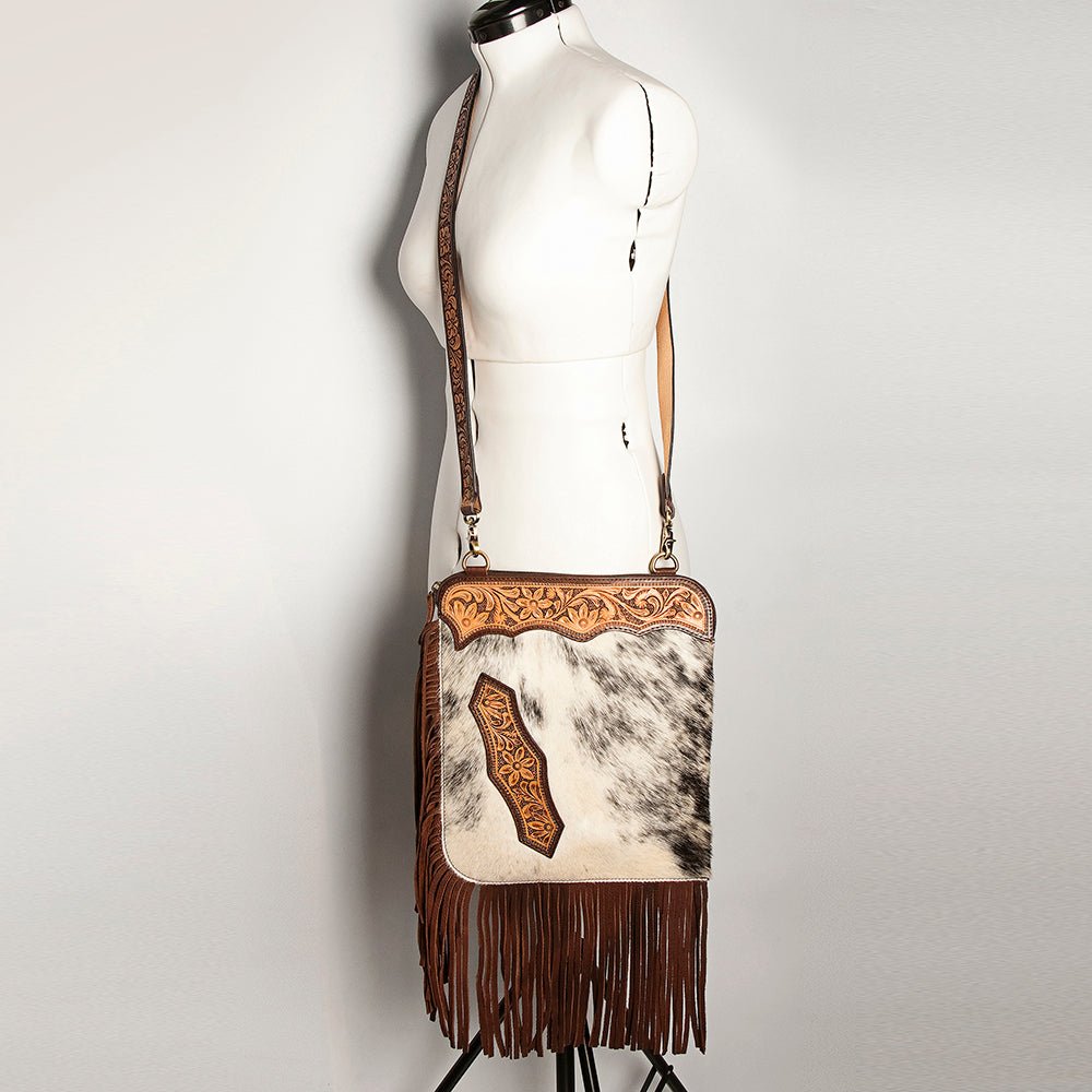 American Darling Chaps Bag Hand Tooled Hair-On Genuine Leather