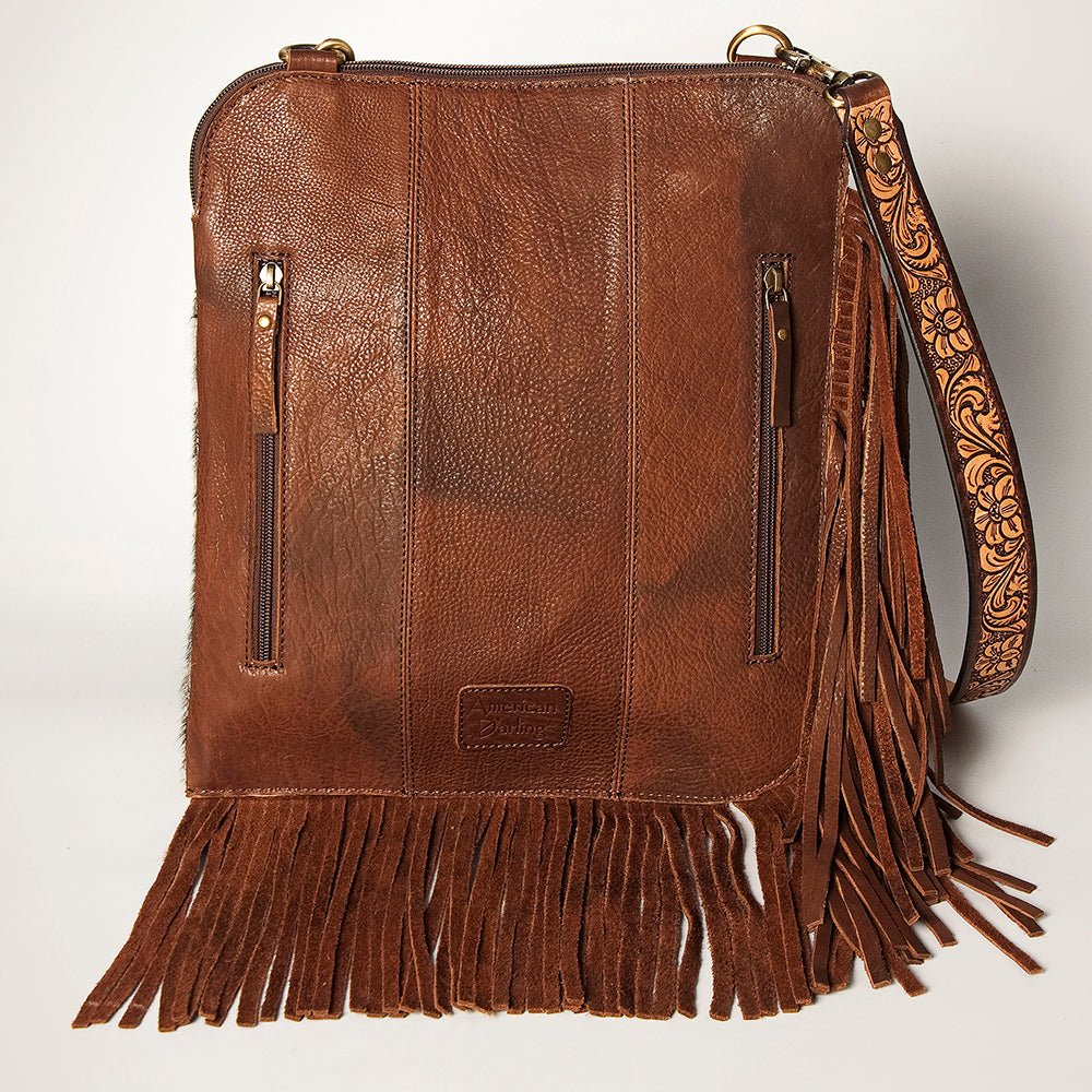 American Darling Chaps Bag Hand Tooled Hair-On Genuine Leather