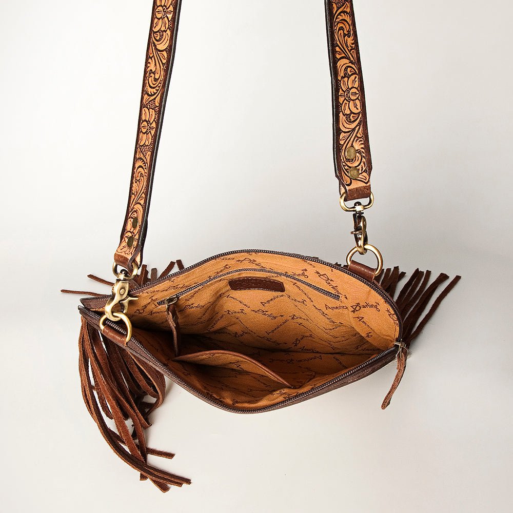 American Darling Chaps Bag Hand Tooled Hair-On Genuine Leather