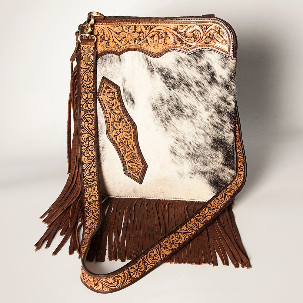 American Darling Chaps Bag Hand Tooled Hair-On Genuine Leather