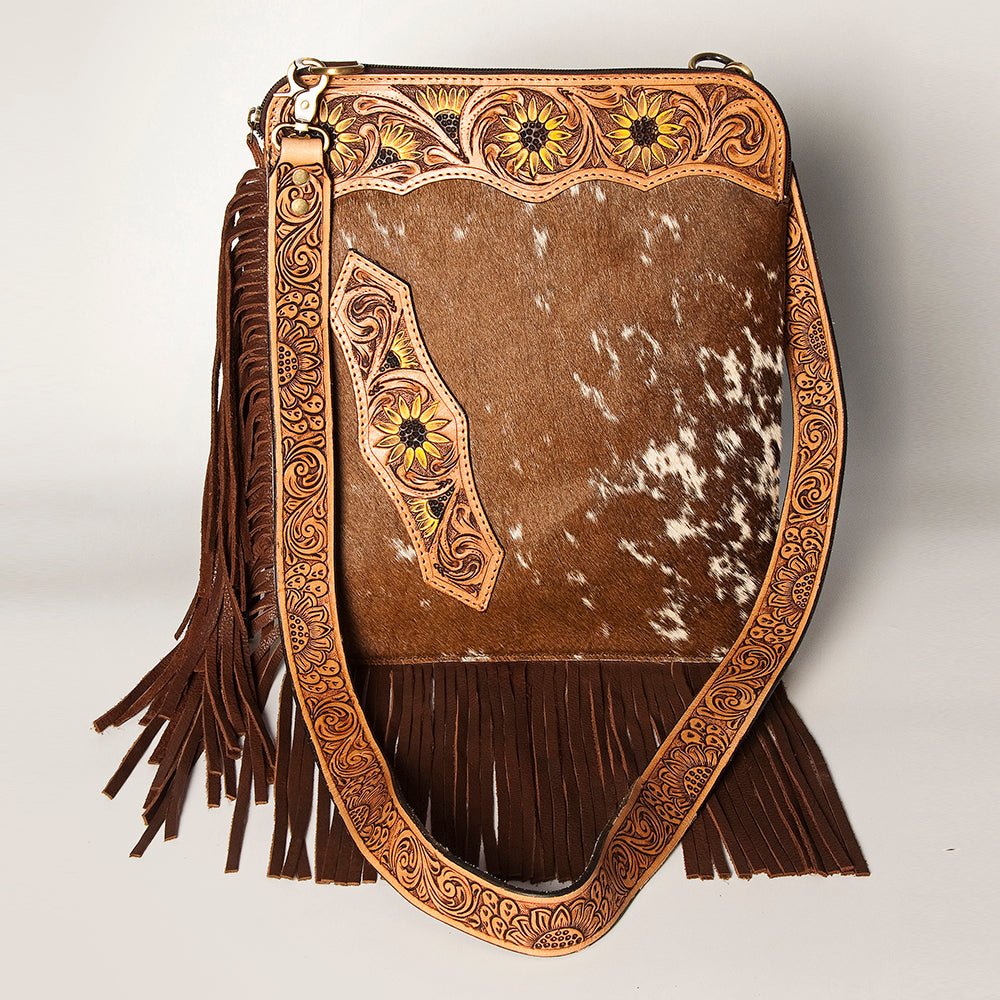 American Darling Chaps Bag Hand Tooled Hair-On Genuine Leather