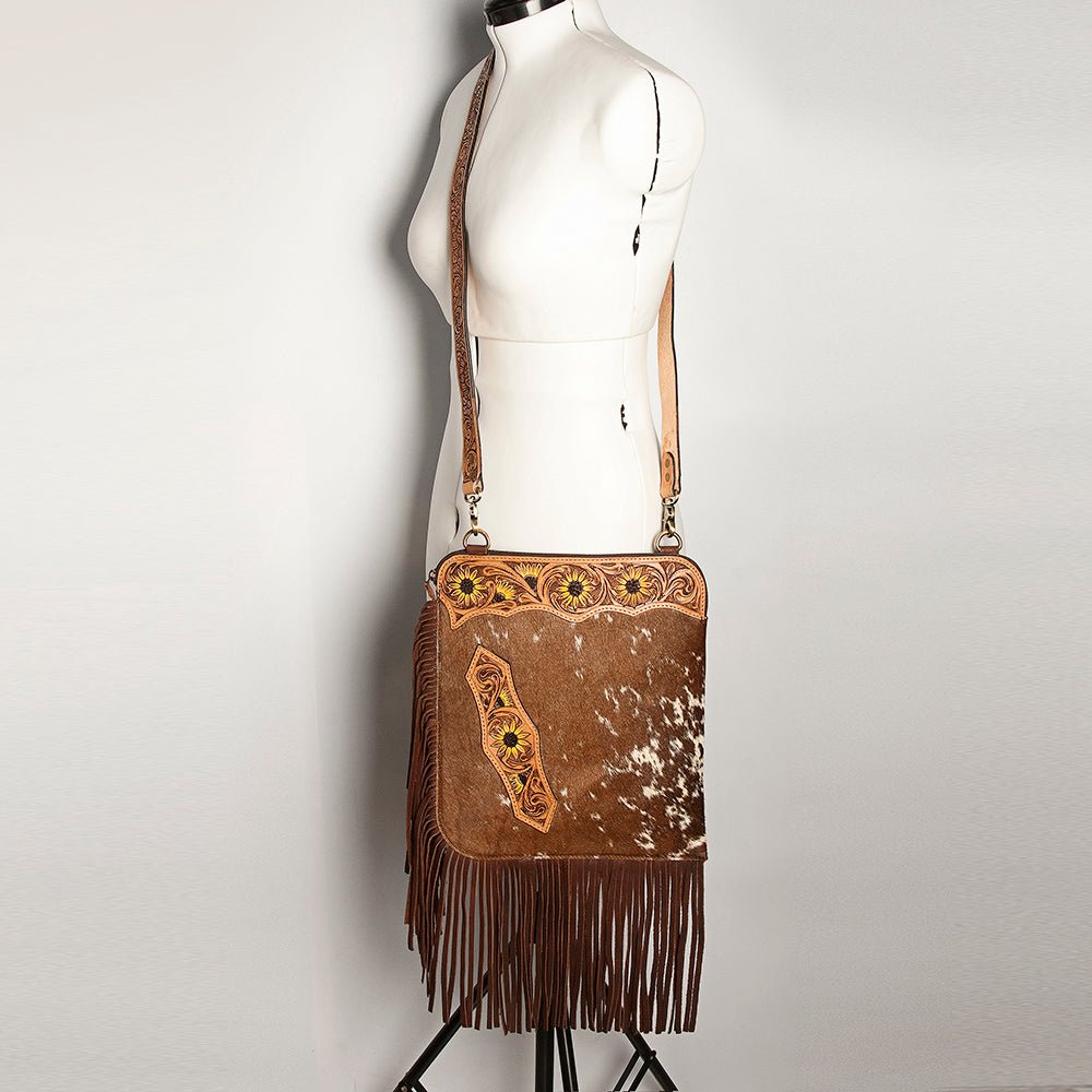American Darling Chaps Bag Hand Tooled Hair-On Genuine Leather