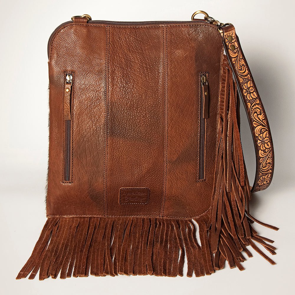 American Darling Chaps Bag Hand Tooled Hair-On Genuine Leather