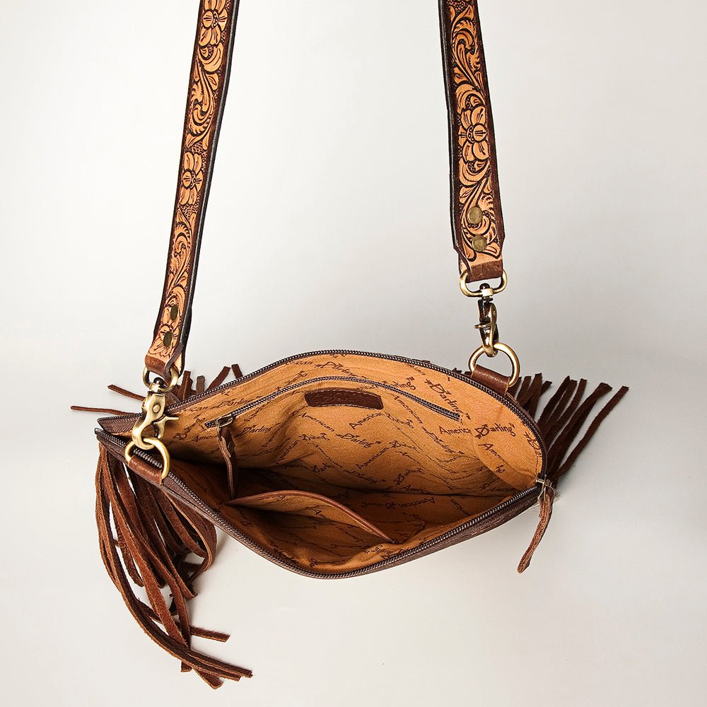 American Darling Chaps Bag Hand Tooled Hair-On Genuine Leather