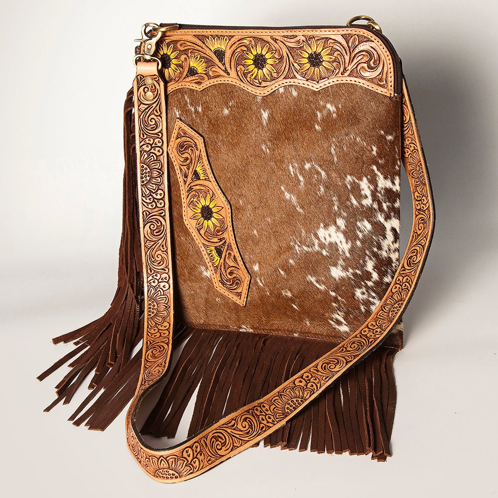 American Darling Chaps Bag Hand Tooled Hair-On Genuine Leather