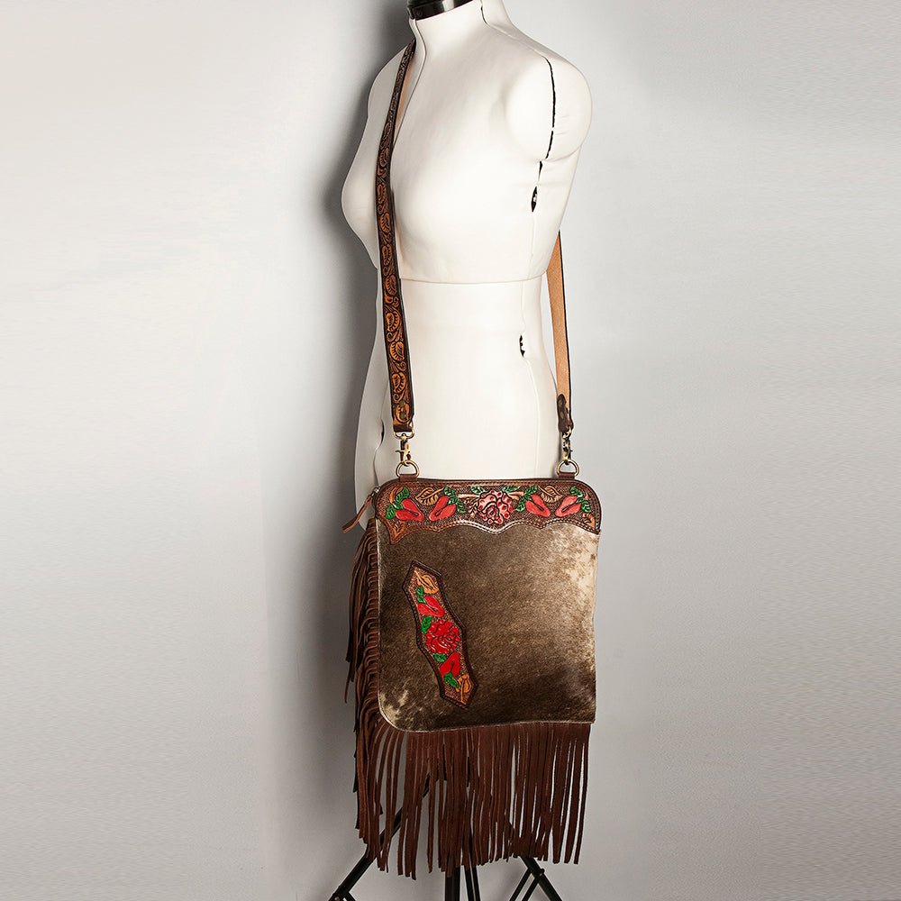 American Darling Chaps Bag Hand Tooled Hair-On Genuine Leather