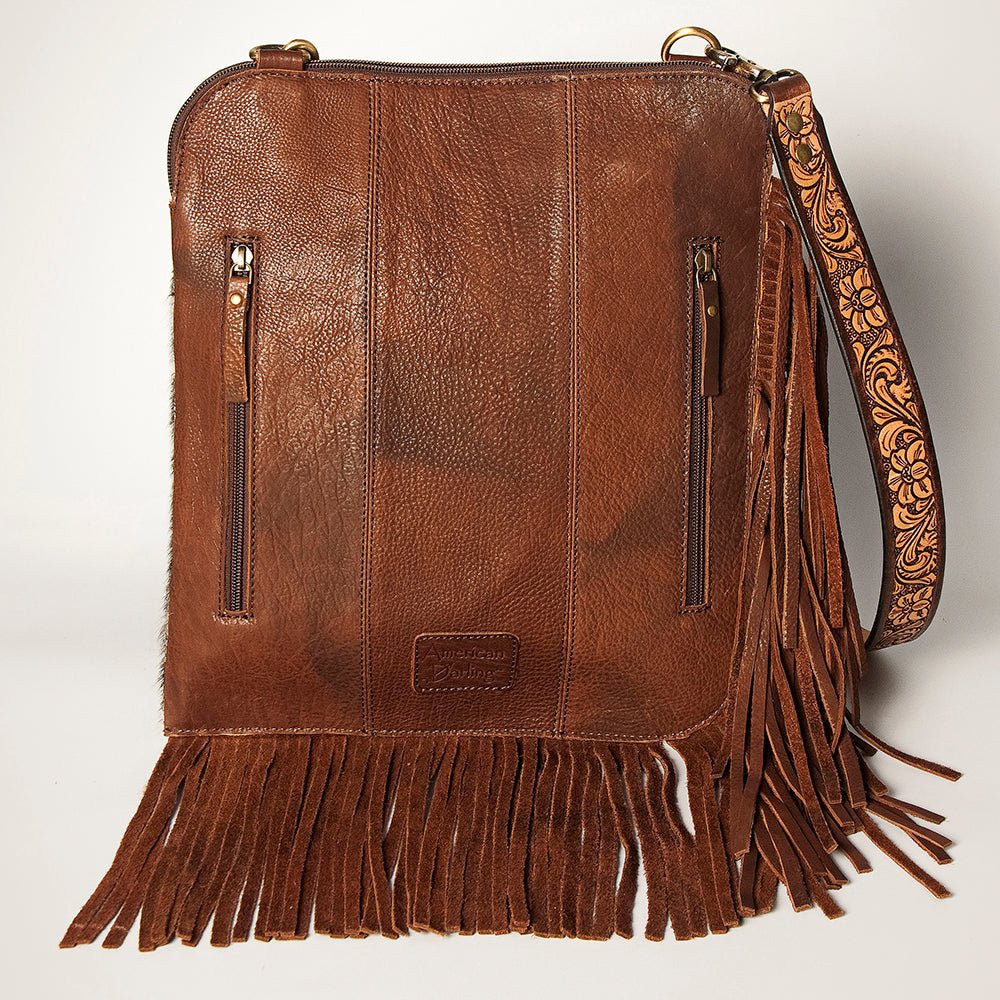 American Darling Chaps Bag Hand Tooled Hair-On Genuine Leather