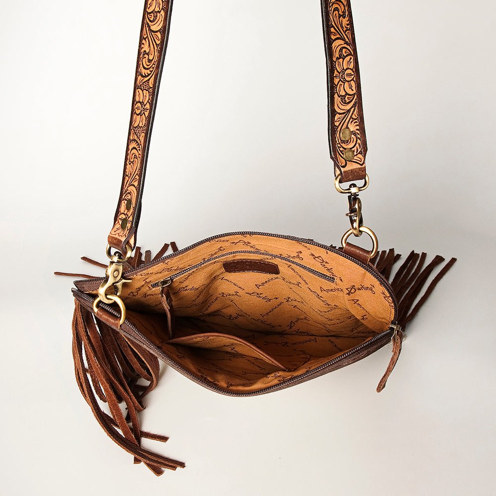American Darling Chaps Bag Hand Tooled Hair-On Genuine Leather