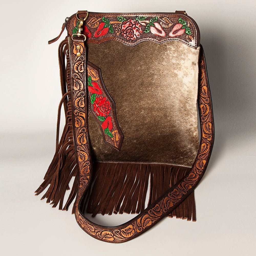American Darling Chaps Bag Hand Tooled Hair-On Genuine Leather