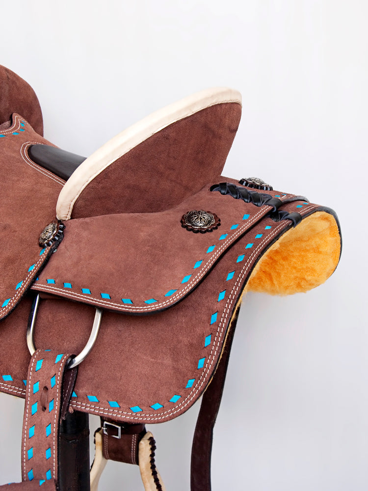 Comfytack Rough Out Western Saddle Leather Trail Tack Brown | Western Saddle | Saddle for Horses | Horse Tack Set