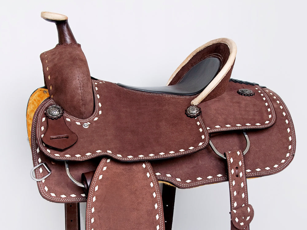 Comfytack Rough Out Western Saddle Leather Trail Tack Brown | Western Saddle | Saddle for Horses | Horse Tack Set