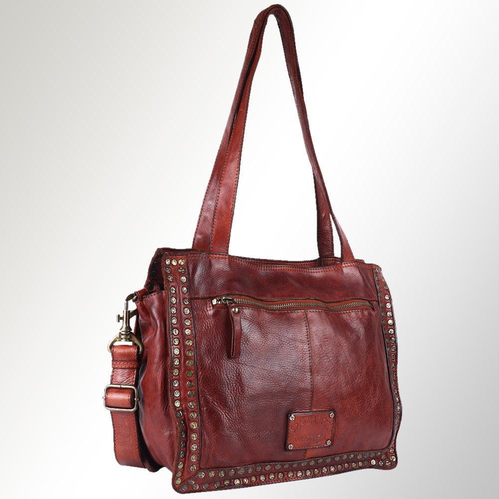 Spaghetti Western Tote Vintage Handmade Drum Dyed Genuine European Cowhide Leather