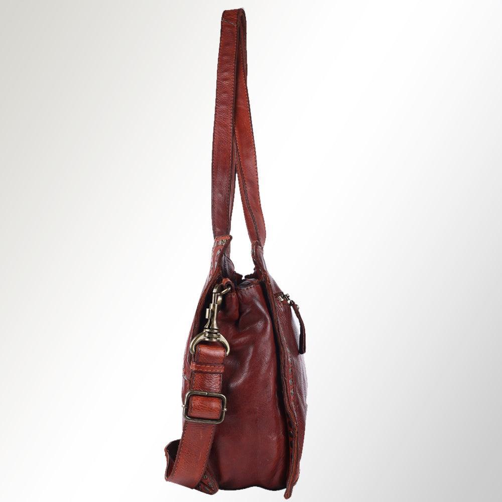 Spaghetti Western Tote Vintage Handmade Drum Dyed Genuine European Cowhide Leather