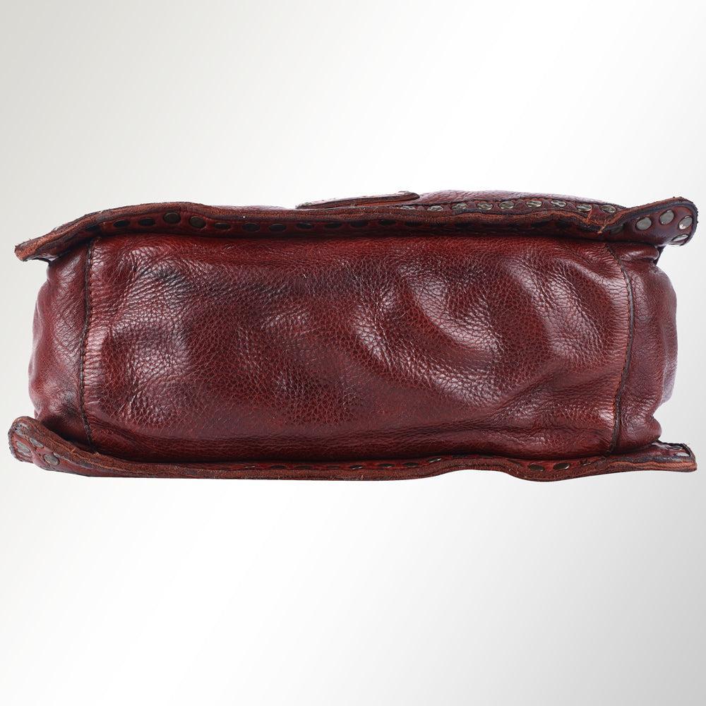 Spaghetti Western Tote Vintage Handmade Drum Dyed Genuine European Cowhide Leather
