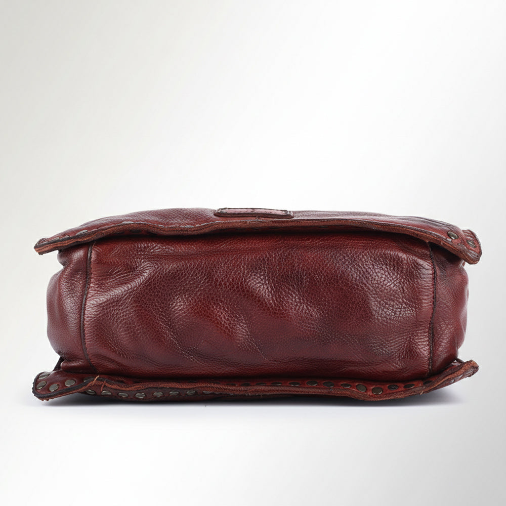 Spaghetti Western Swc133Cg Tote Vintage Handmade Drum Dyed Genuine European Cowhide Leather Women Bag Western Handbag Purse