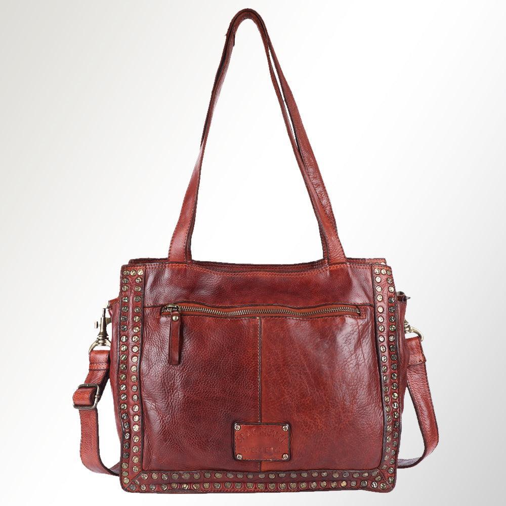 Spaghetti Western Tote Vintage Handmade Drum Dyed Genuine European Cowhide Leather
