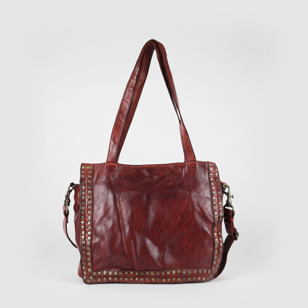 Spaghetti Western Swc133Cg Tote Vintage Handmade Drum Dyed Genuine European Cowhide Leather Women Bag Western Handbag Purse