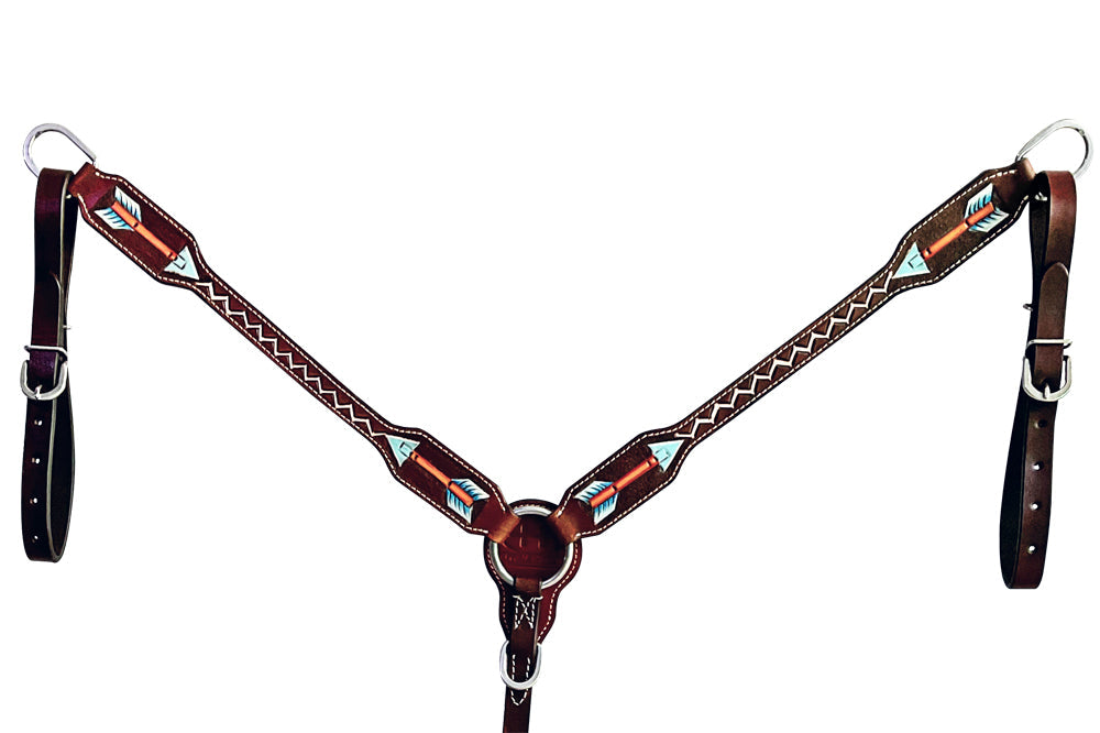 Bar H Equine American Leather Horse Saddle Tack One Ear Headstall | Breast Collar Browband Wither Strap Set BER263