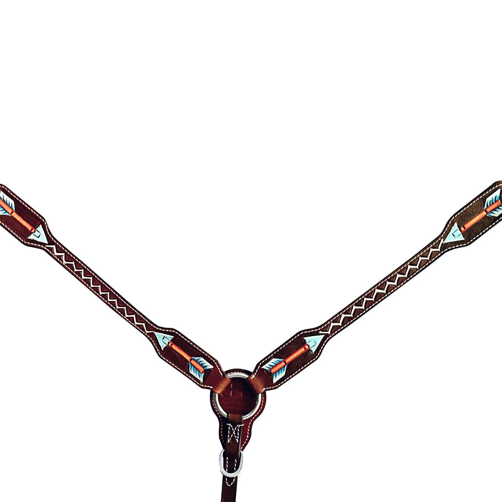Bar H Equine American Leather Horse Saddle Tack One Ear Headstall | Breast Collar Browband Wither Strap Set BER263