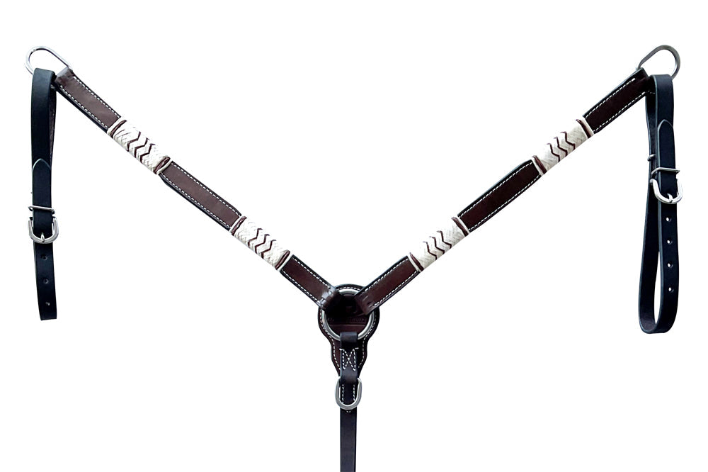 Bar H Equine American Leather Horse Saddle Tack One Ear Headstall | Breast Collar Browband Wither Strap Set BER271
