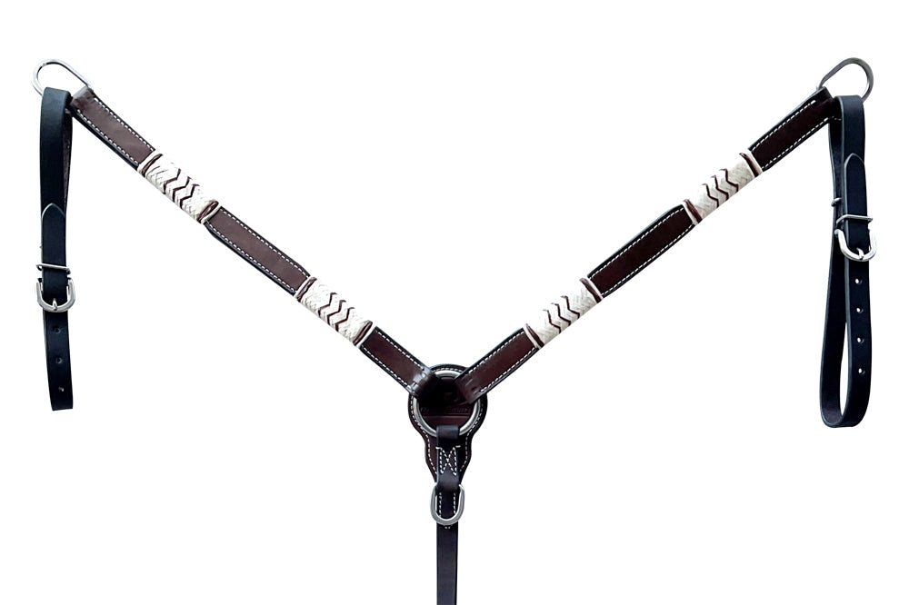 Bar H Equine Genuine Western American Leather Horse Premium Headstall & Breast Collar Set