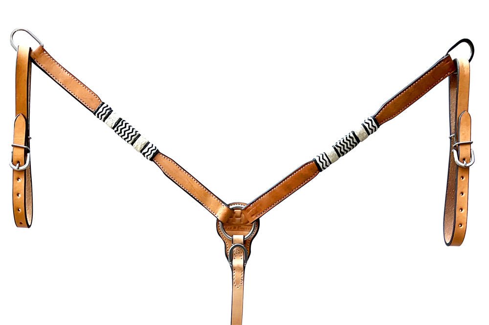 Bar H Equine Genuine Western American Leather Horse Premium Headstall & Breast Collar Set
