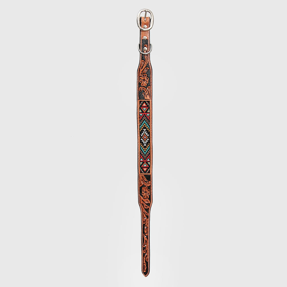 HILASON Western Style Beaded American Leather Pet Dog Collar