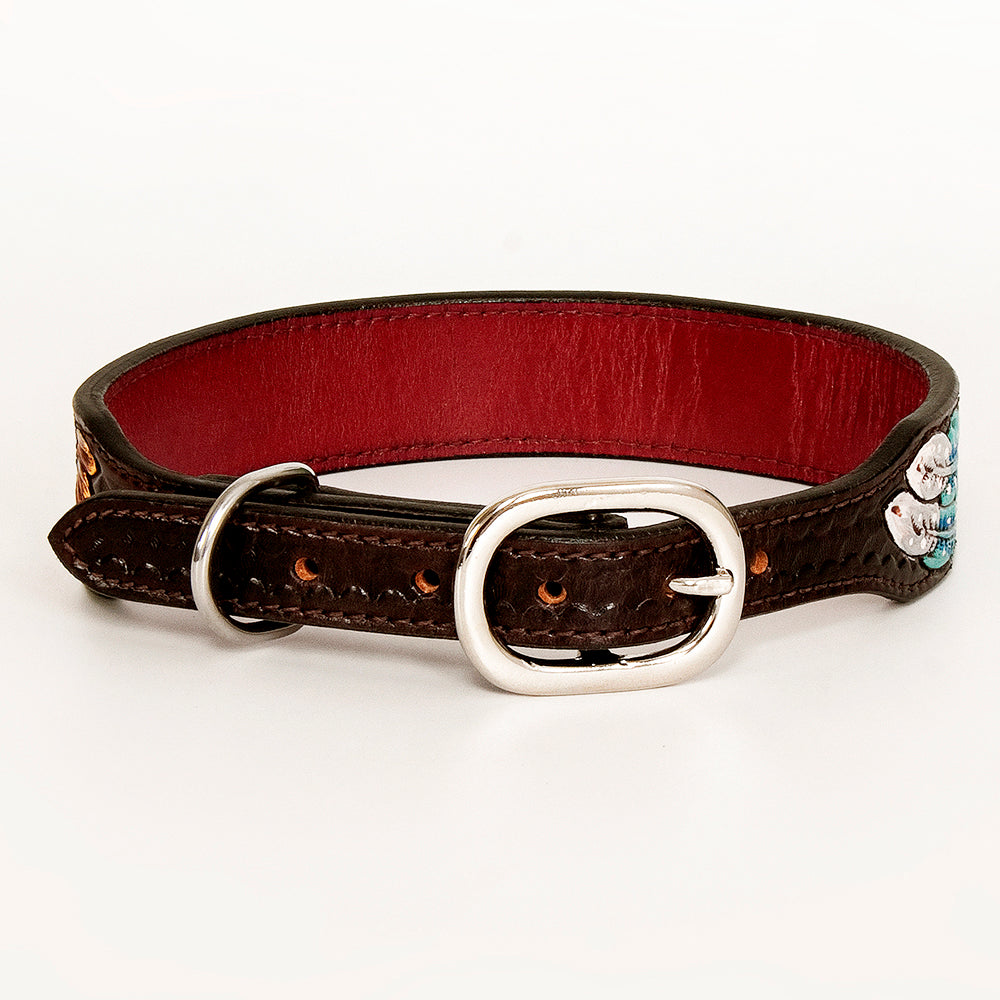 HILASON Western Genuine Leather Heavy Duty Hand Painted Dog Collar
