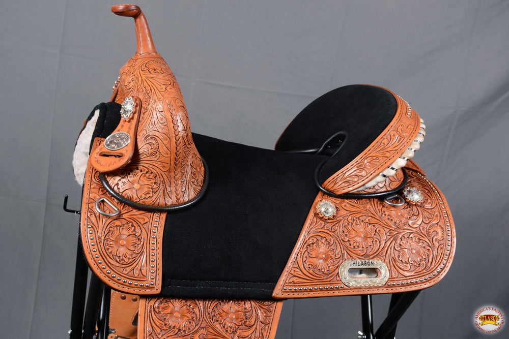 15 In Hilason Western Horse Saddle Treeless Trail Barrel Leather Oiled