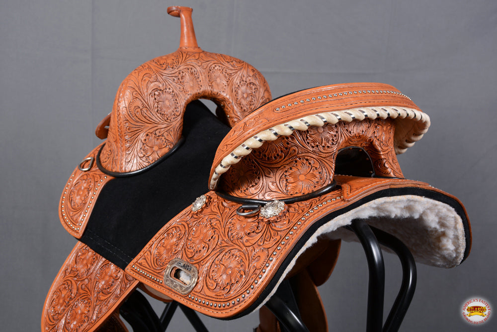 15 In Hilason Western Horse Saddle Treeless Trail Barrel Leather Oiled