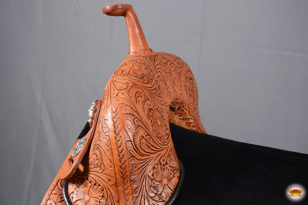 15 In Hilason Western Horse Saddle Treeless Trail Barrel Leather Oiled