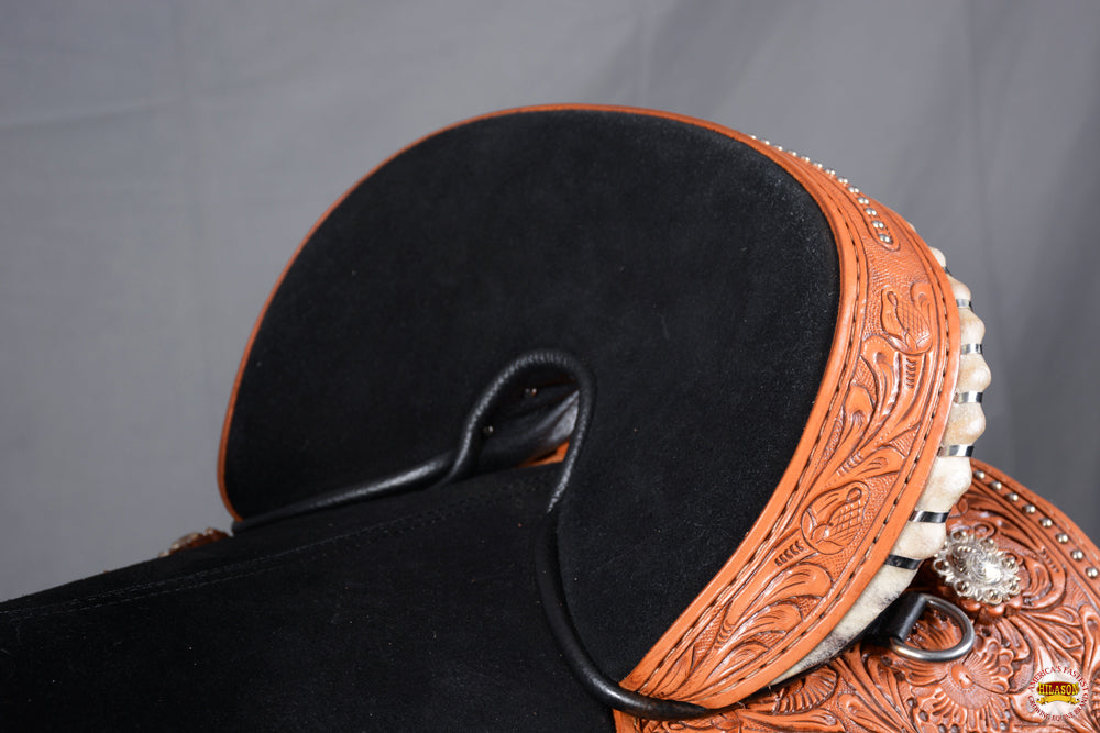 15 In Hilason Western Horse Saddle Treeless Trail Barrel Leather Oiled
