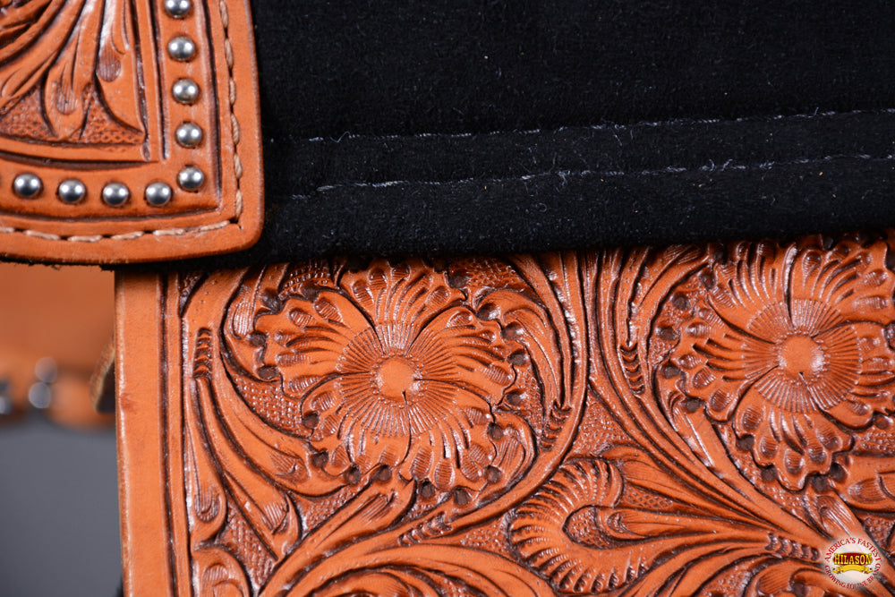 15 In Hilason Western Horse Saddle Treeless Trail Barrel Leather Oiled