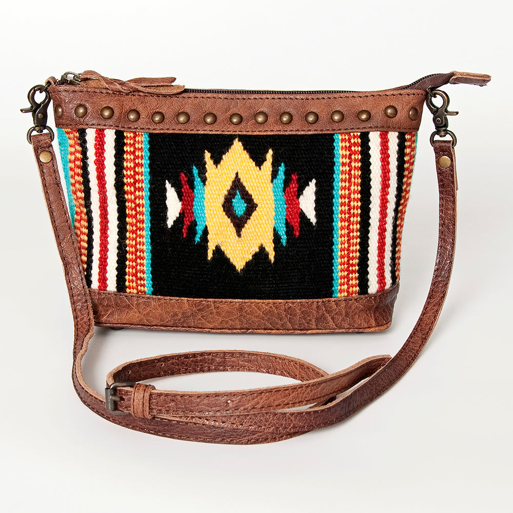 American Darling Cross body Bag for Women, Premium Vegetable-Tanned Full Grain Leather, Hand Woven Saddle Blanket & YKK Zipper
