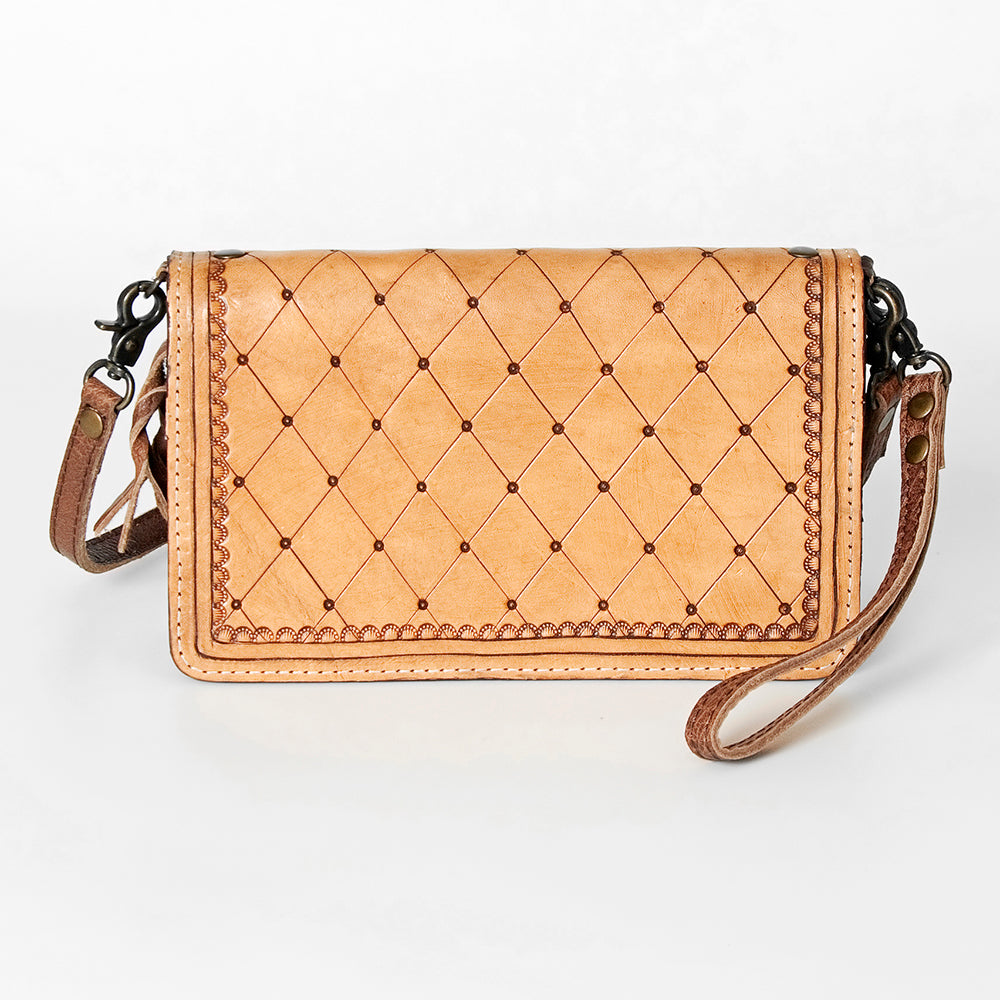 American Darling Small Cross body Bag for Women, Hand Tooled Floral Leather, Woven Saddle Blanket, Genuine Leather Purse