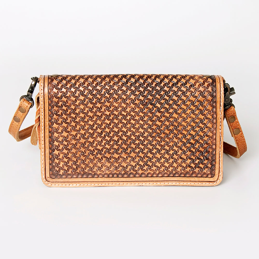 American Darling Small Cross body Bag for Women, Hand Tooled Floral Leather, Woven Saddle Blanket, Genuine Leather Purse