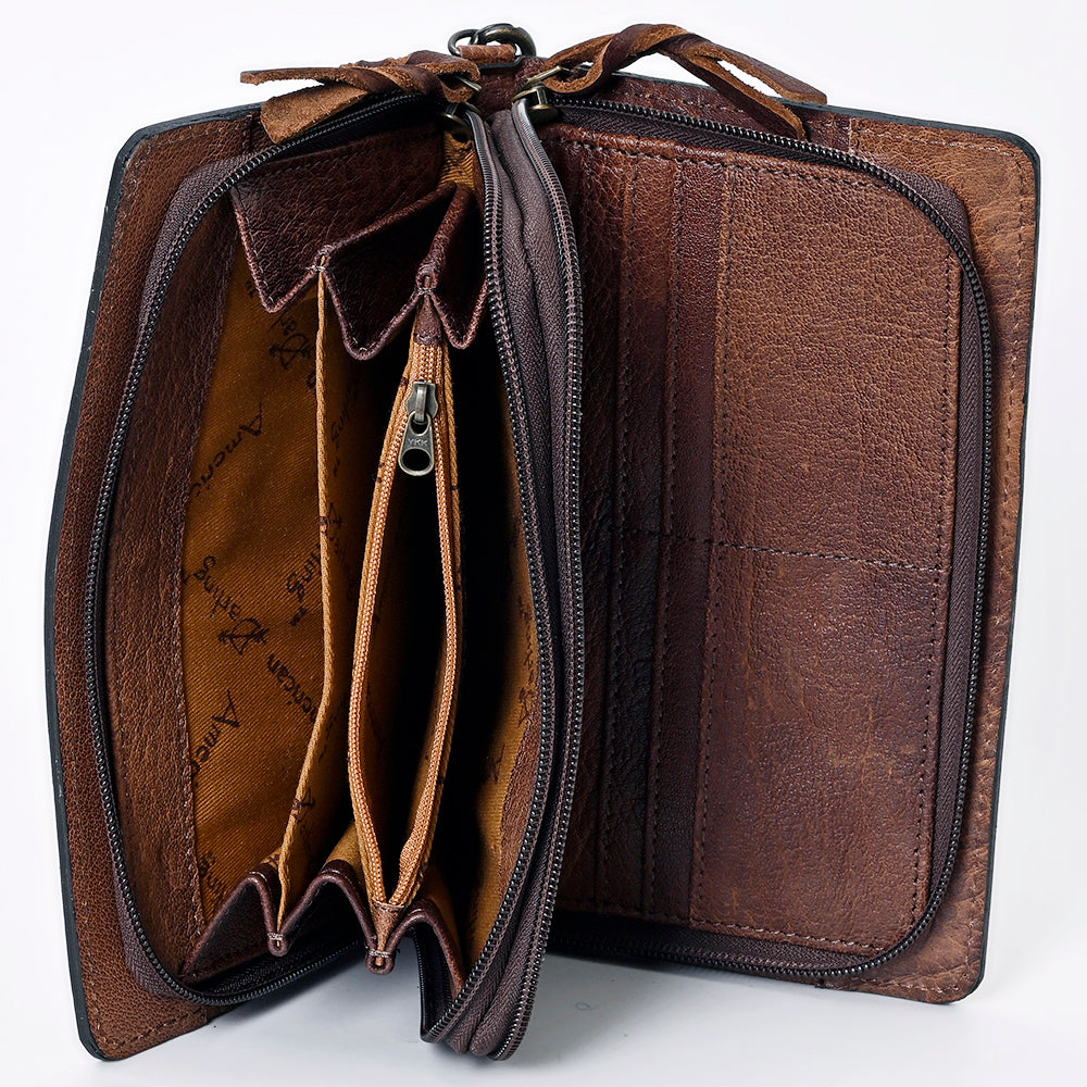 American Darling Small Cross body Bag for Women, Hand Tooled Floral Leather, Woven Saddle Blanket, Genuine Leather Purse
