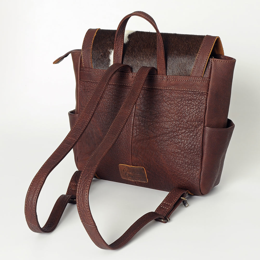 American Darling Backpack for Women, Hand Tooled Floral Leather, Hair-On Cowhide, Woven Saddle Blanket, Genuine Leather
