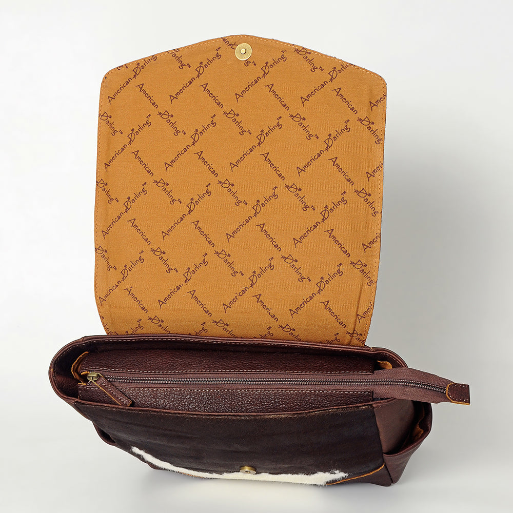 American Darling Backpack for Women, Hand Tooled Floral Leather, Hair-On Cowhide, Woven Saddle Blanket, Genuine Leather