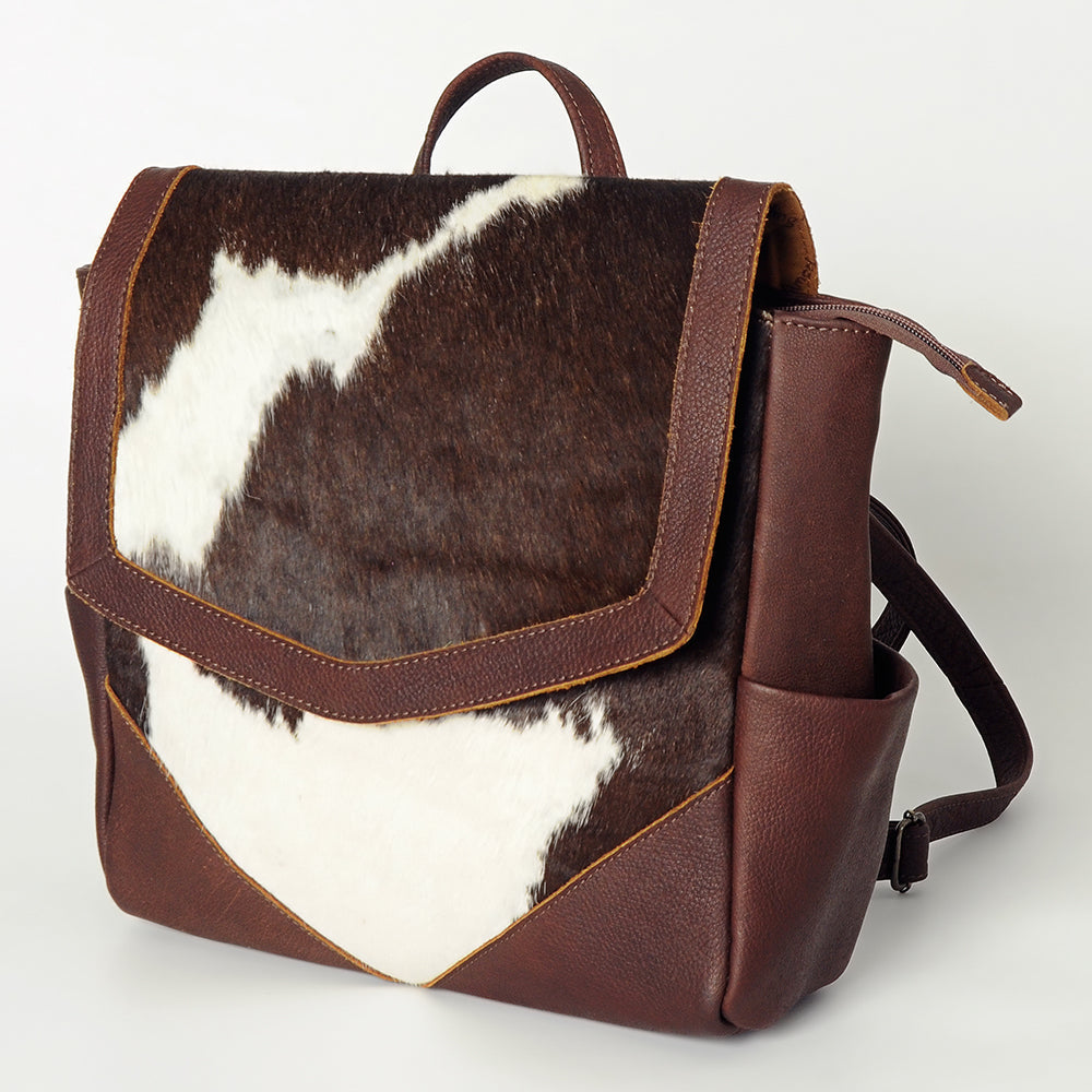 American Darling Backpack for Women, Hand Tooled Floral Leather, Hair-On Cowhide, Woven Saddle Blanket, Genuine Leather