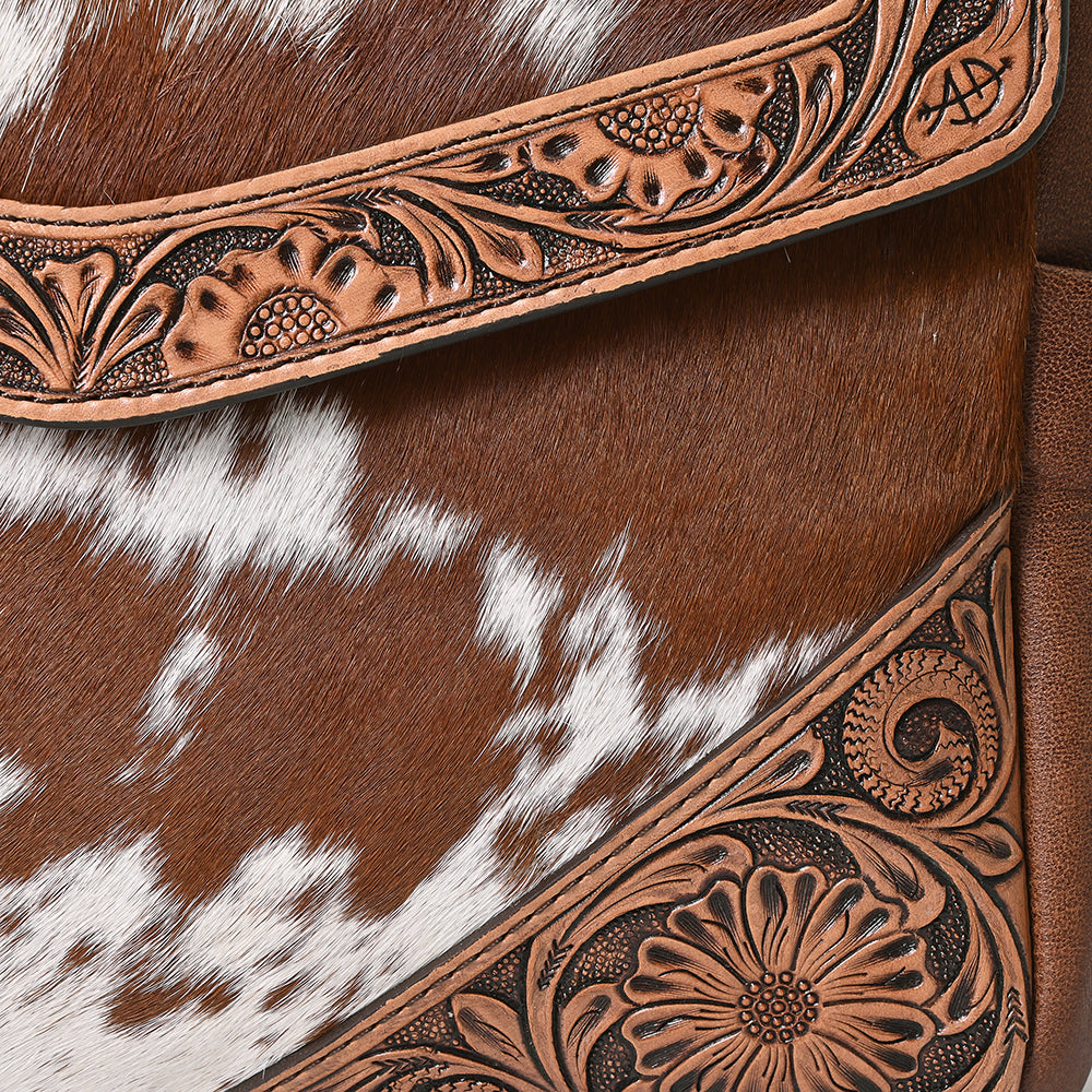 American Darling Backpack for Women, Hand Tooled Floral Leather, Hair-On Cowhide, Woven Saddle Blanket, Genuine Leather