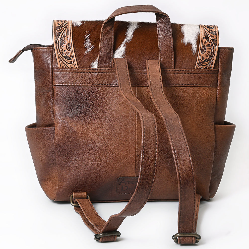 American Darling Backpack for Women, Hand Tooled Floral Leather, Hair-On Cowhide, Woven Saddle Blanket, Genuine Leather