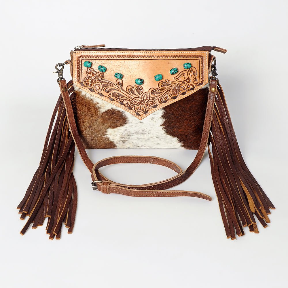 American Darling Cross Body Hand Tooled Hair on-Genuine Leather Western Women Bag Handbag Purse | Crossbody for Cute